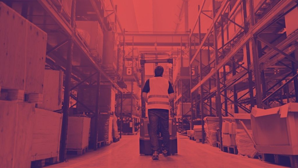An employee in a warehouse.